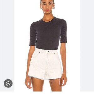 Intimately Free People Ribbed Talk To Me Ruched Shirt Top Black, Medium